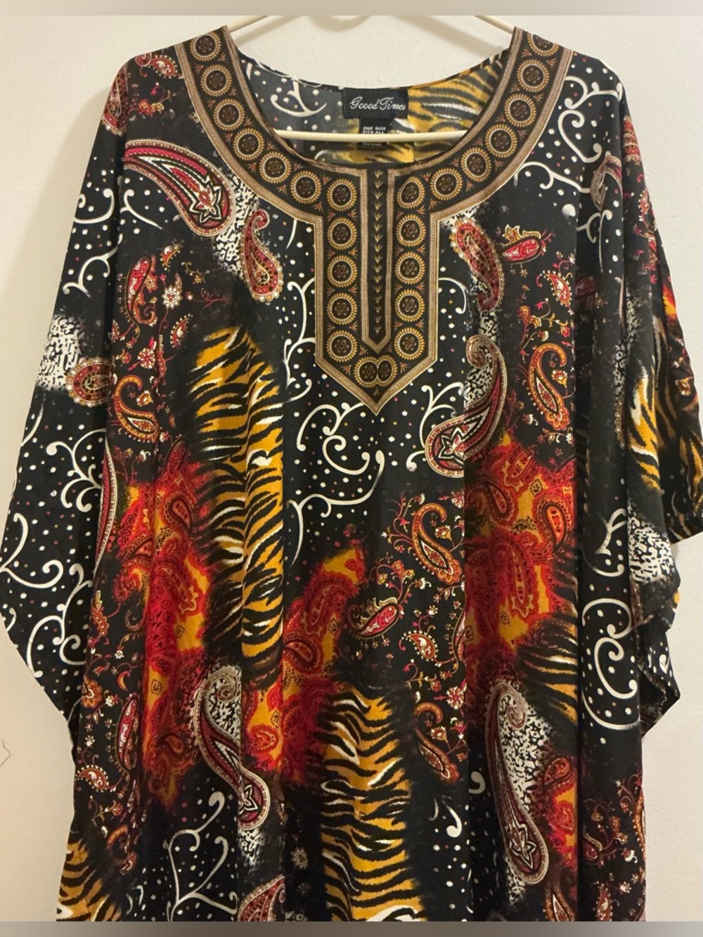 Women's Black Multi-Color Printed Kaftan